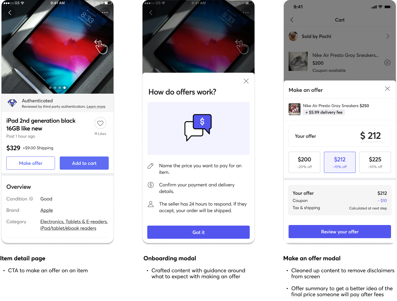 Final app design for offers experience - screen 1